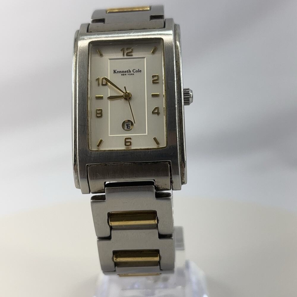 Kenneth Cole Men's Watch, Rectangular Face, Silver Band